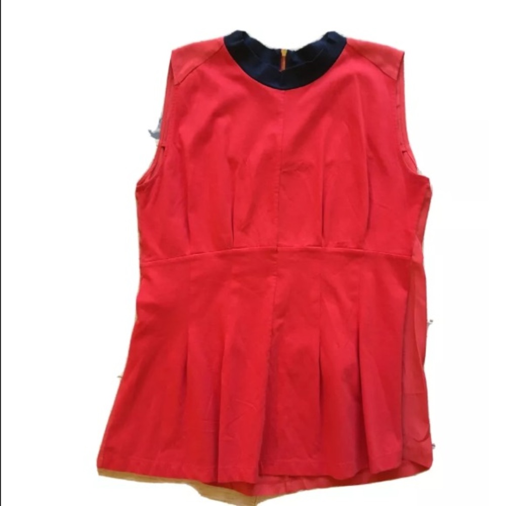 Marni Silk Cotton red blue trim top US 2